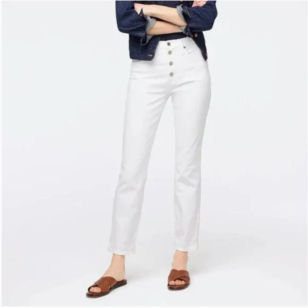 NWT J. Crew‎ 10" Vintage Slim-Straight Jean in White, Size 33 Plus